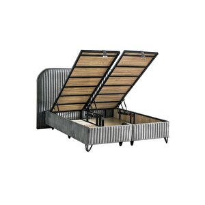 Line Visco Lüks Baza Ve Başlık Seti 100x200 Cm Tek Kişilik Baza Ve Başlık Takımı Koyu Gri Babyface Gri