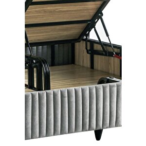Line Visco Lüks Baza Ve Başlık Seti 100x200 Cm Tek Kişilik Baza Ve Başlık Takımı Koyu Gri Babyface