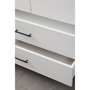 Dolap, Blesk 3 Kapaklı Aynaı Çekmeceli Beyaz Dolap Gardırop