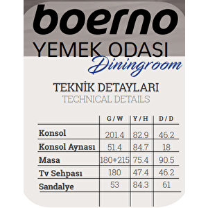 Boerno (açılır) Yemek Odası Masası