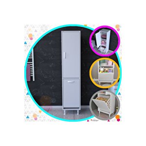 İstanbul 35x136 Cm Banyo Düzenleyici Detarjan Temizlik Havlu Dolabı