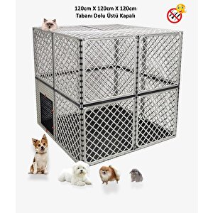 1,2m X 1,2m X 1,2m Tabanı Dolu, Üst Kapalı Köpek, Tavşan, Kedi Kafesi Antrasit