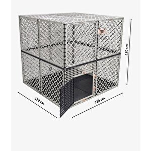 1,2m X 1,2m X 1,2m Tabanı Dolu, Üst Kapalı Köpek, Tavşan, Kedi Kafesi Antrasit