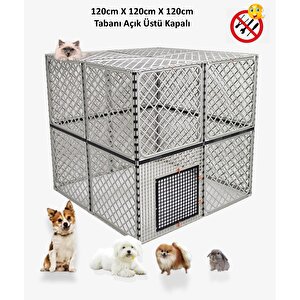 1,2m X 1,2m X 1,2m Alt Açık, Üst Kapalı Köpek, Tavşan, Kedi Kafesi Antrasit