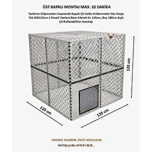 1,2m X 1,2m X 1,2m Alt Açık, Üst Kapalı Köpek, Tavşan, Kedi Kafesi Antrasit