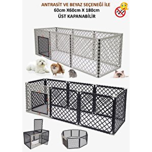 60cm X 180cm Yükseklik 60cm Üstü Kapanabilir Köpek Kafesi, Kedi, Tavşan, Çit, Kafes Antrasit