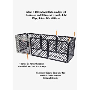 60cm X 180cm Yükseklik 60cm Üstü Kapanabilir Köpek Kafesi, Kedi, Tavşan, Çit, Kafes