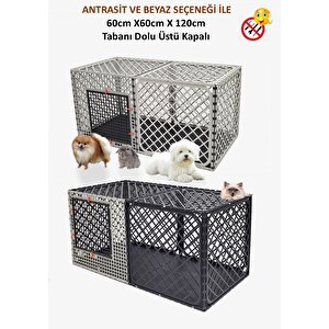 60cm X 120cm Yükseklik 60cm Scy Tabanı Dolu-üstü Kapalı, Köpek Kafesi, Kedi Tavşan Çit Ve Kafesi Antrasit
