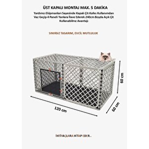 60cm X 120cm Yükseklik 60cm Scy Tabanı Dolu-üstü Kapalı, Köpek Kafesi, Kedi Tavşan Çit Ve Kafesi Antrasit