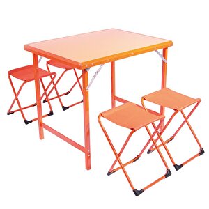 Andoutdoor French 4 Masa Ve Sandalye Seti-turuncu