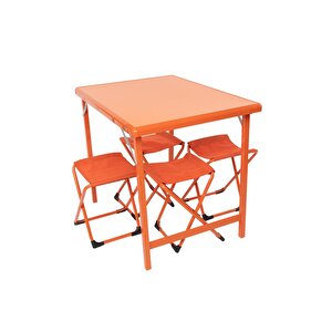 Andoutdoor French 4 Masa Ve Sandalye Seti-turuncu