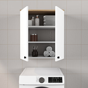 Mobilya Banyo Dolabı 2 Kapaklı Beyaz-ceviz