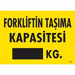 Forkliftin Taşıma Kapasitesi Uyarı Levhası 25x35 Kod:1331