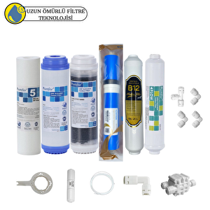 Purefer Açık Kasa Çift Karbonlu Sertifikalı 6li Vontron Helixfil Yüksek Tds Mebran  B12 Alkalili
