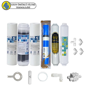 Purefer Açık Kasa Çift Sedimentli Sertifikalı 6li Vontron Helixfil Yüksek Tds Mebran  B12 Alkalili