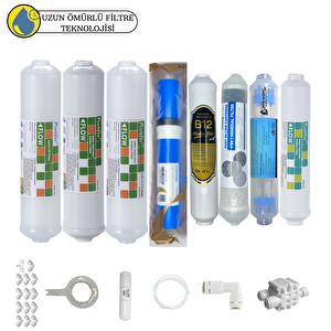 Purefer Kapalı Kasa Su Arıtma Sertifikalı 8li B12+detox Vontron Helixfil Mebran 4lü Mineral Set