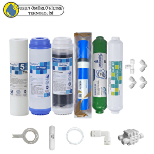 Purefer Açık Kasa Çift Karbonlu Sertifikalı 6li Vontron Helixfil Yüksek Tds Mebran  Alkalili