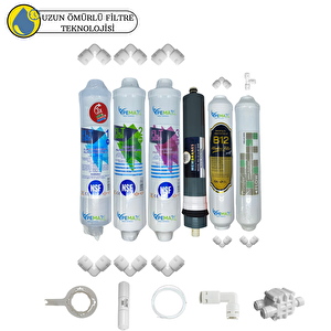Kapalı Kasa Su Arıtma Cihazlarına Uygun Sertifikalı 6lı Platinium Mebran Purefer+b12 Alkali Set