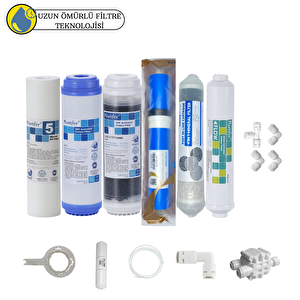 Purefer Açık Kasa Çift Karbonlu Sertifikalı 6li Vontron Helixfil Yüksek Tds Mebran 4lü Mineral