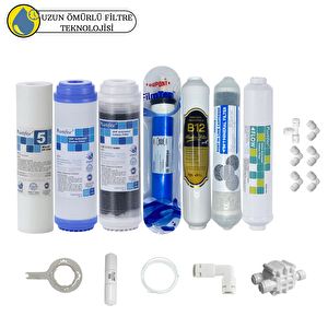 Purefer Açık Kasa Çift Karbonlu Sertifikalı 7li B12alkali+filmtec Dupon Mebran Şeffaf 4lü Mineralli