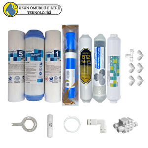 Purefer Açık Kasa Çift Sediment Sertifikalı 7li Vontron Helixfil Yüksek Tds Mebran 4lü Mineral+b12