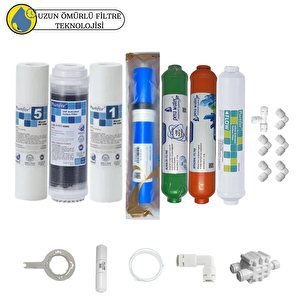 Purefer Açık Kasa Çif Sedimentli Sertifikalı 7li Vontron Helixfil Yüksek Tds Mebran  Mineral+alkali