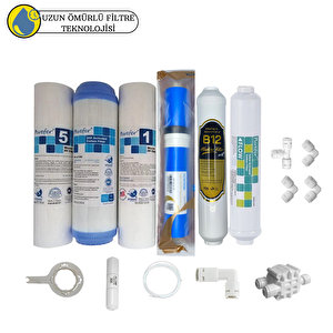 Purefer Açık Kasa Çift Sedimentli Sertifikalı 6li Vontron Helixfil Yüksek Tds Mebran  B12 Alkalili