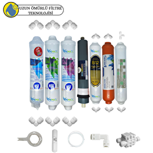 Kapalı Kasa Su Arıtma Için Uygun Sertifikalı 7lı Platinum Mebran Purefer+b12 Alkali+mineral Set