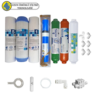 Purefer Açık Kasa Çift Sediment Sertifikalı 7li Vontron Helixfil Yüksek Tds Mebran  Mineral+alkali