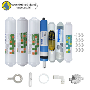Purefer Kapalı Kasa Su Arıtma Cihazlarına  Sertifika 7li B12alkali+ Pallas Mebran Şeffaf 4lü Mineral
