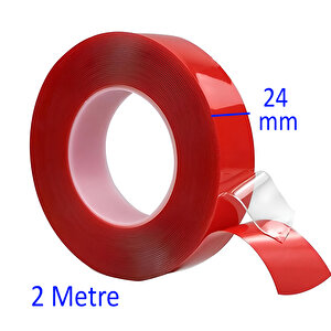 Çift Taraflı Silikon Bant Montaj Bandı Şeffaf 24 Mm X 2 Metre Güçlü Çok Amaçlı Yapıştırıcı