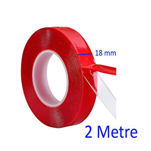 Çift Taraflı Silikon Bant Montaj Bandı Şeffaf 18 Mm X 2 Metre Güçlü Çok Amaçlı Yapıştırıcı