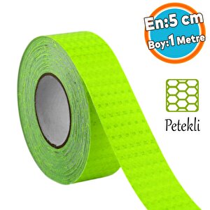 Gece Parlayan Yapışkanlı Reflektörlü 5 Cm Fosforlu Reflektif İkaz Bandı 1 Metre Florasan Şerit Bant