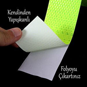 Gece Parlayan Yapışkanlı Reflektörlü 5 Cm Fosforlu Reflektif İkaz Bandı 1 Metre Florasan Şerit Bant