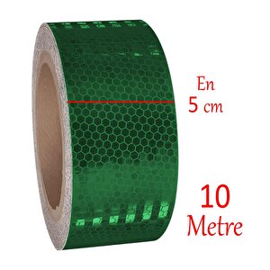 Gece Parlayan Reflektörlü Yapışkanlı 5 Cm Reflektif İkaz Bandı 10 Metre Koyu Yeşil Renk Şerit Bant