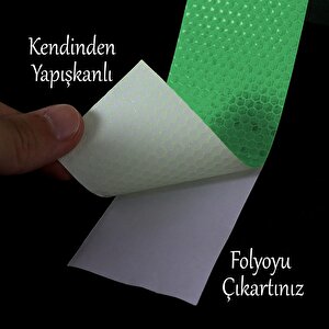 Gece Parlayan Reflektörlü Yapışkanlı 5 Cm Reflektif İkaz Bandı 10 Metre Koyu Yeşil Renk Şerit Bant
