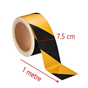 Sarı Siyah İşaretli Yönlendirme Reflektörlü Reflektif Yapışkanlı Şerit Bant 7.5 Cm İkaz Bandı 1 Mt