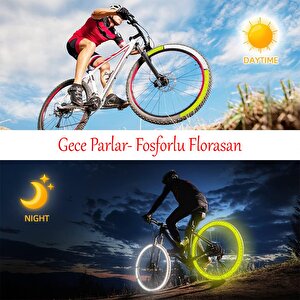 Gece Parlayan Yapışkanlı Reflektörlü 5 Cm Fosforlu Reflektif İkaz Bandı 10 Metre Florasan Şerit Bant
