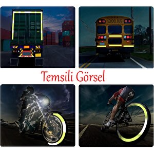 Gece Parlayan Yapışkanlı Reflektörlü 5 Cm Fosforlu Reflektif İkaz Bandı 10 Metre Florasan Şerit Bant