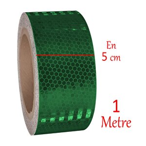Gece Parlayan Reflektörlü Yapışkanlı 5 Cm Reflektif İkaz Bandı 1 Metre Koyu Yeşil Renk Şerit Bant