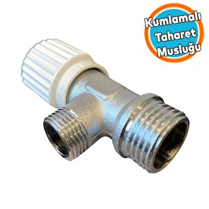 Taharet Musluğu Kumlamalı Çevirmeli Metal Rezervuar Ara Musluk Wc Klozet Alafranga Flex Bağlantı