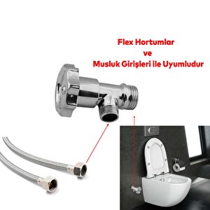 Taharet Musluğu Metal Rezervuar Çevirmeli Ara Musluk Wc Klozet Alafranga Flex Hortum Bağlantı