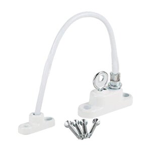 Pencere Emniyet Kilidi Çelik Halatlı Çocuk Pvc Mandalı Cam Hırsız Kilidi Beyaz Anahtarlı 1 Adet