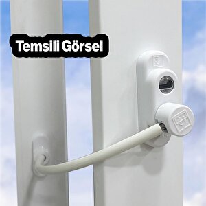 Pencere Emniyet Kilidi Çelik Halatlı Çocuk Pvc Mandalı Cam Hırsız Kilidi Beyaz Anahtarlı 1 Adet
