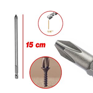 Bits Uç Mıknatıslı Yıldız Ph2 150 Mm 10'lu Set Kutulu Manyetik 1/4" Matkap Ucu 15 Cm Uzunluk