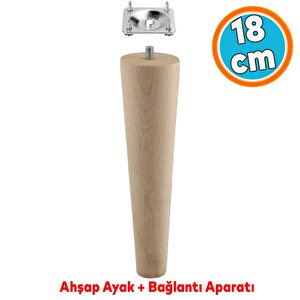 Ahşap Ayak Bağlantı Aparatlı Mobilya Koltuk Kanepe Sehpa Masa Ayağı Ayakları M8 Civatalı Ahşap 18 Cm