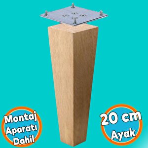Ahşap Ayak Kare Bağlantı Aparatı Dahil Mobilya Koltuk Kanepe Sehpa Masa Ayağı Ayakları Boyasız 20 Cm