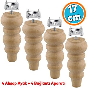 Mobilya Koltuk Kanepe Berjer Ayağı Yükseltici Ayakları M8 Civata 4 Adet Ahşap 17 Cm Bağlantı Aparat