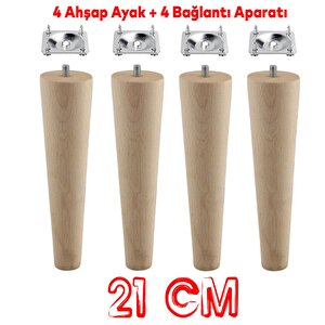 Ahşap 21 Cm Bağlantı Aparat Mobilya Koltuk Kanepe Berjer Ayağı Yükseltici Ayakları M8 Civata 4 Adet