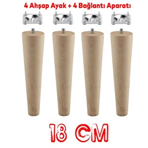 Ahşap 18 Cm Bağlantı Aparat Mobilya Koltuk Kanepe Berjer Ayağı Yükseltici Ayakları M8 Civata 4 Adet